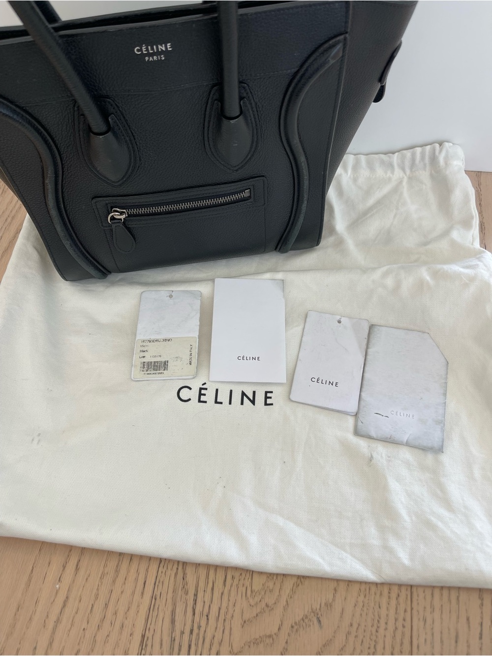 Celine Black Pebbled Leather Micro Luggage Tote - Picture 16 of 16